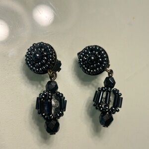 Beaded Drop Earrings - Black